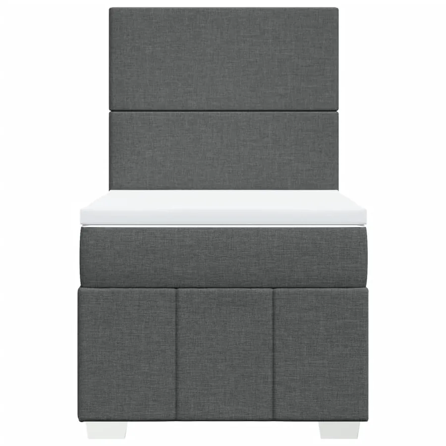 Sommier à lattes de lit et matelas Gris foncé 90x190 cm Tissu - 4