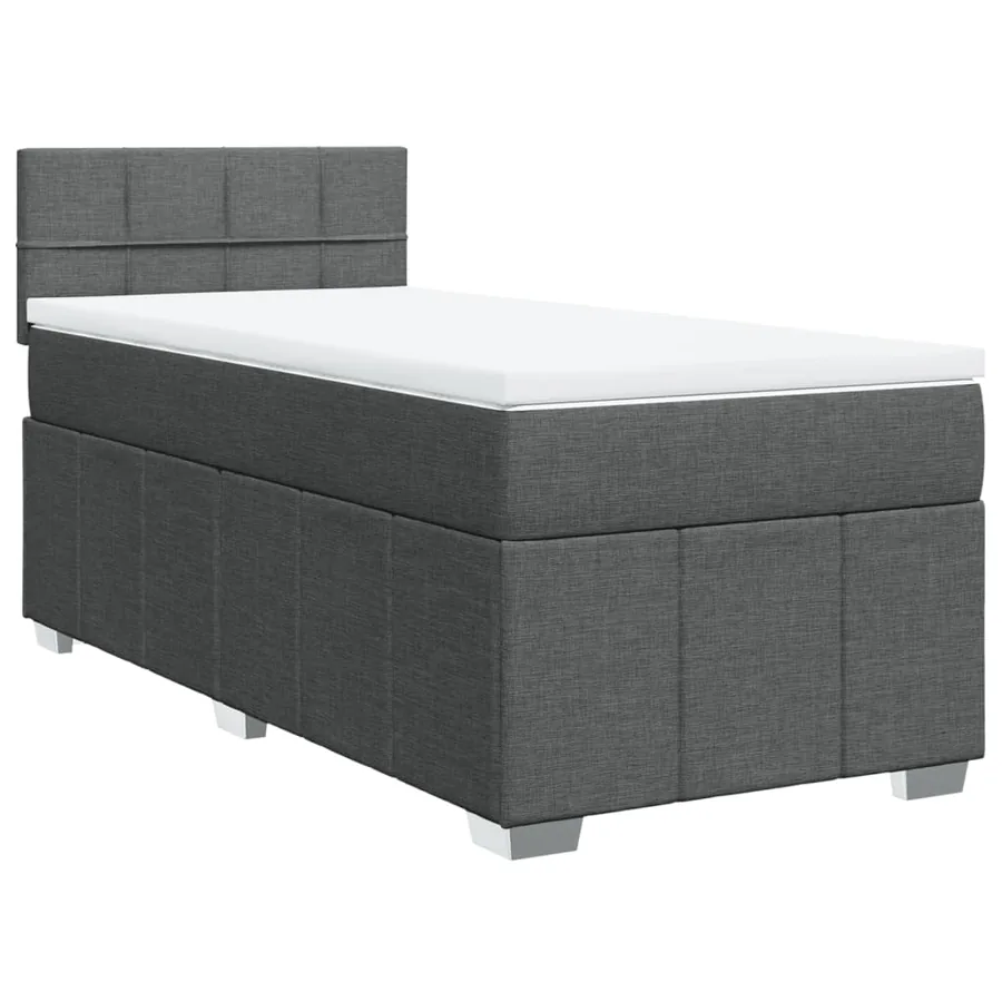 Sommier à lattes de lit et matelas Gris foncé 90x190 cm Tissu - 2