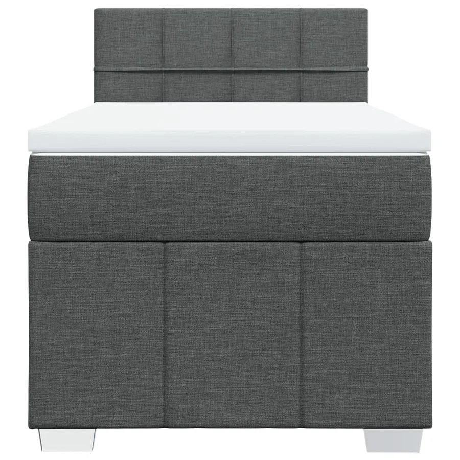 Sommier à lattes de lit et matelas Gris foncé 90x190 cm Tissu - 4