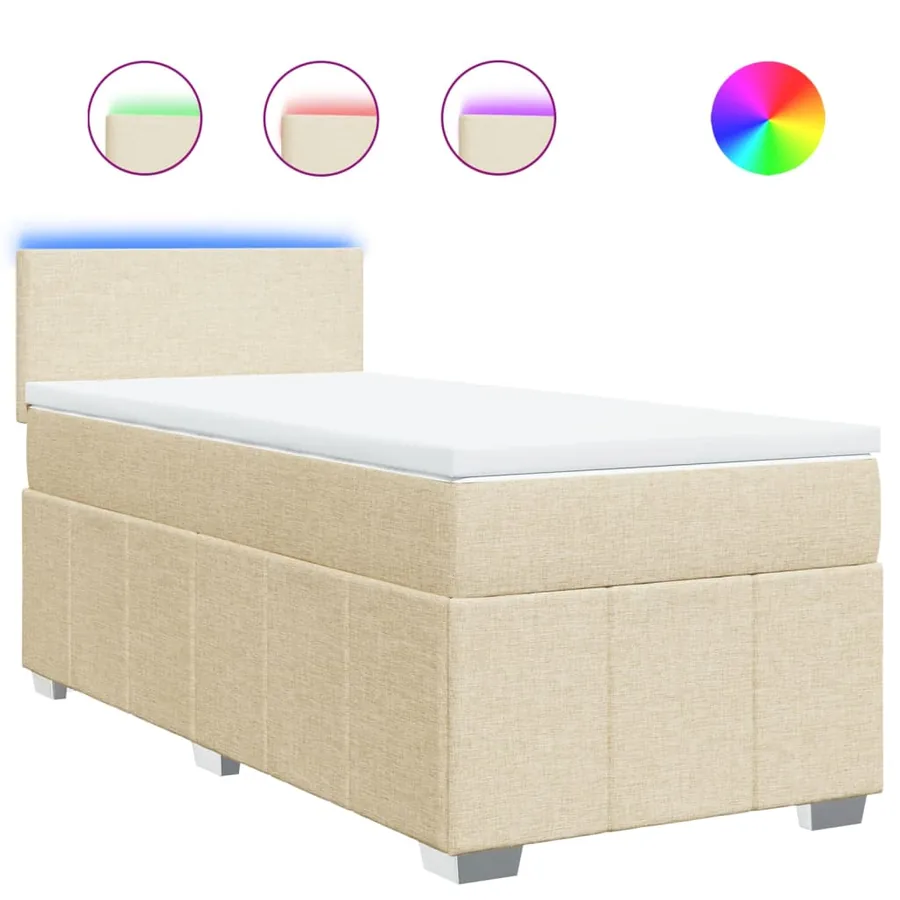 Sommier à lattes de lit avec matelas Crème 90x200 cm Tissu - 2