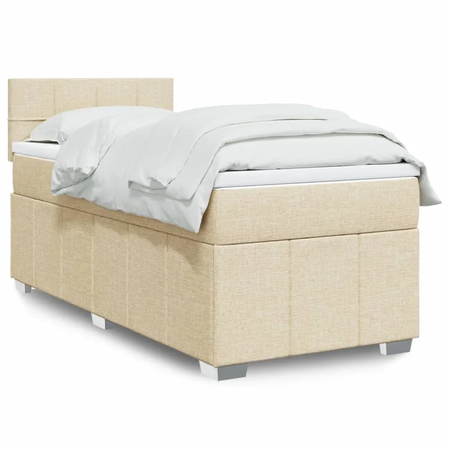 Sommier à lattes de lit avec matelas Crème 90x200 cm Tissu