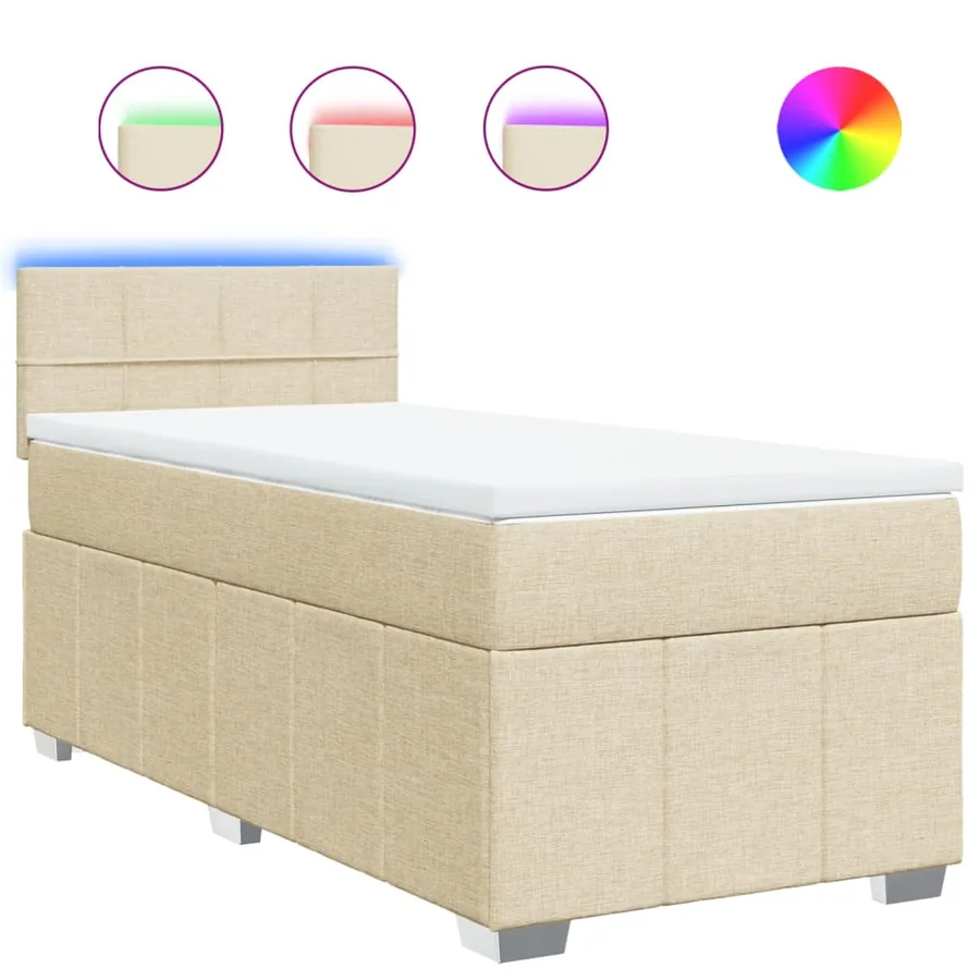 Sommier à lattes de lit avec matelas Crème 90x200 cm Tissu - 2