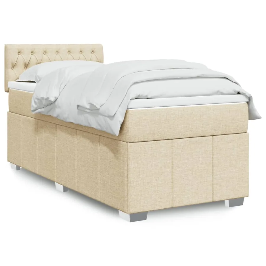 Sommier à lattes de lit avec matelas Crème 90x200 cm Tissu