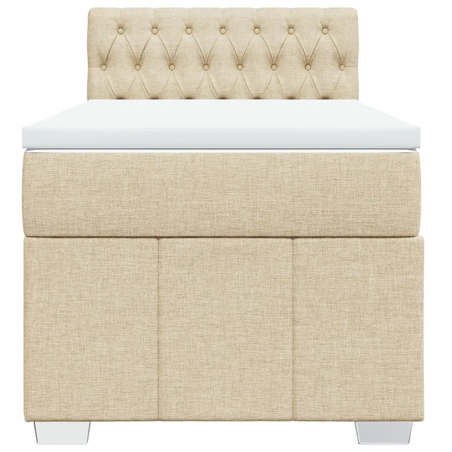 Sommier à lattes de lit avec matelas Crème 90x200 cm Tissu - 6