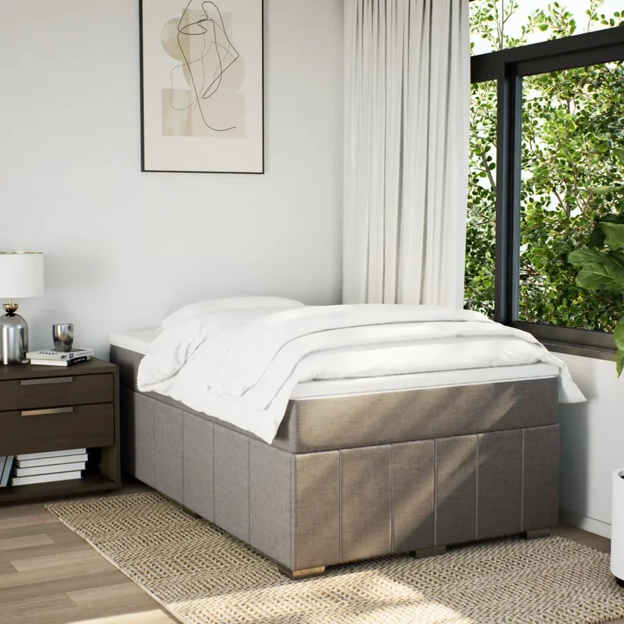 Sommier à lattes de lit avec matelas taupe 120x190 cm tissu - 3