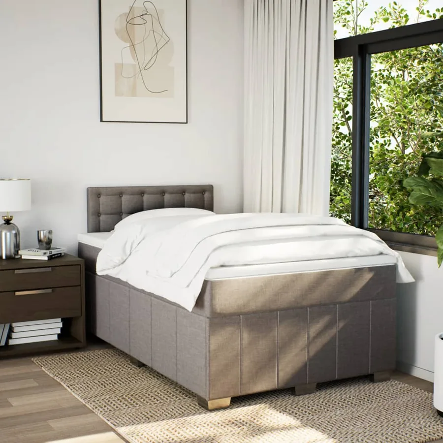 Sommier à lattes de lit avec matelas taupe 120x190 cm tissu - 3