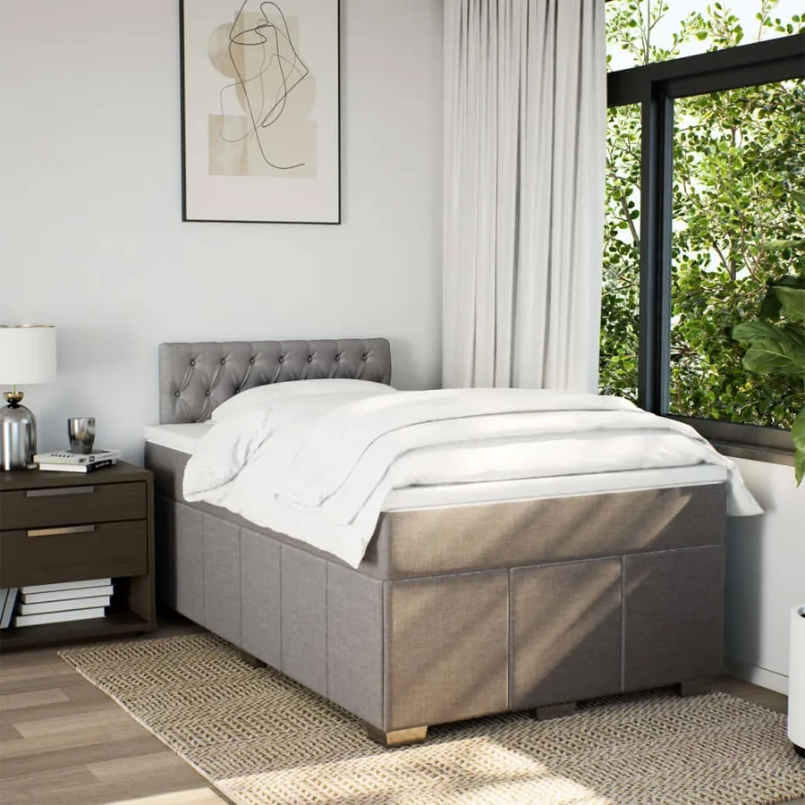 Sommier à lattes de lit avec matelas taupe 120x190 cm tissu - 5