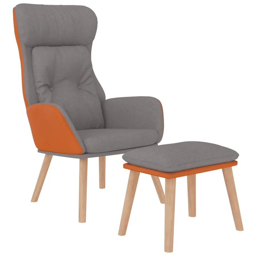 Chaise de relaxation repose-pied Gris clair Similicuir et tissu - 3