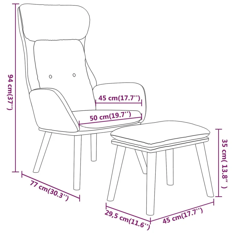 Chaise de relaxation repose-pied Gris clair Similicuir et tissu - 8