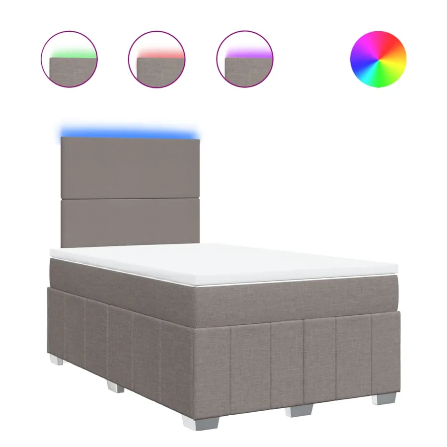 Sommier à lattes de lit avec matelas taupe 120x190 cm tissu - 2