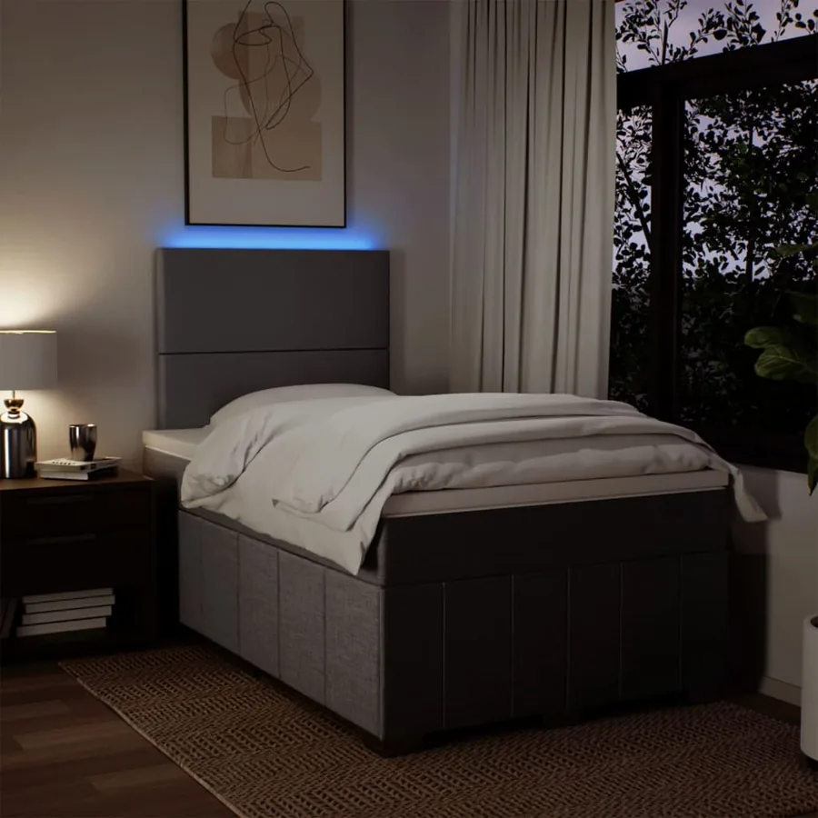 Sommier à lattes de lit avec matelas taupe 120x190 cm tissu - 4