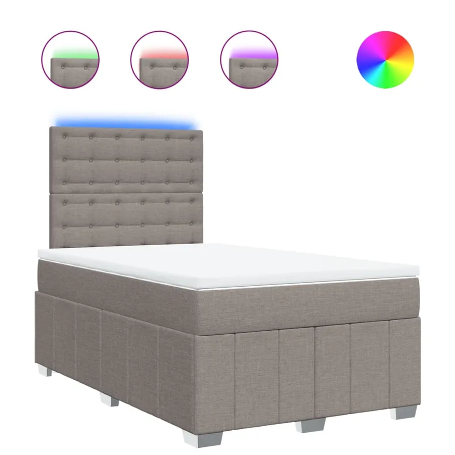 Sommier à lattes de lit avec matelas taupe 120x190 cm tissu - 2
