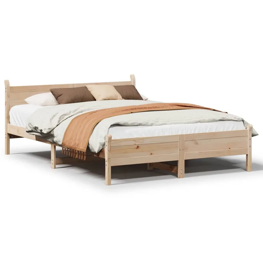 Cadre de lit sans matelas 135x190 cm bois de pin massif - 2