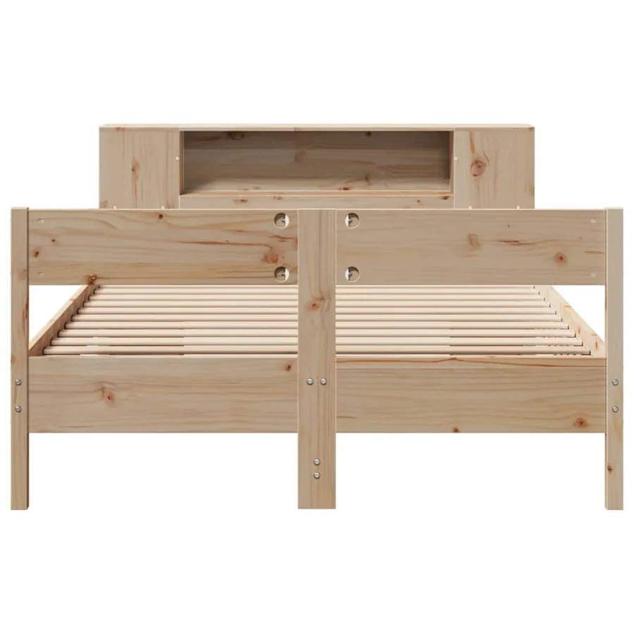 Lit bibliothèque sans matelas 160x200 cm bois massif de pin - 4
