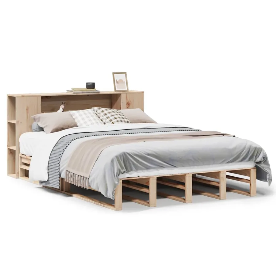 Lit bibliothèque sans matelas 160x200 cm bois massif - 2