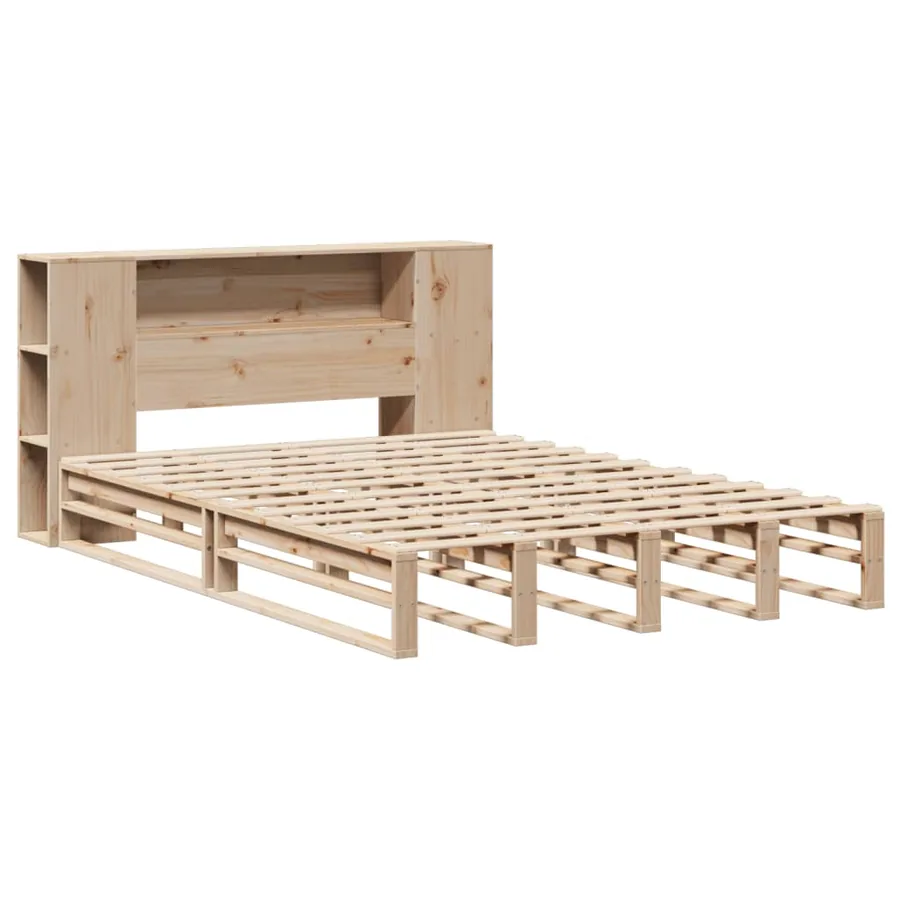Lit bibliothèque sans matelas 160x200 cm bois massif - 3