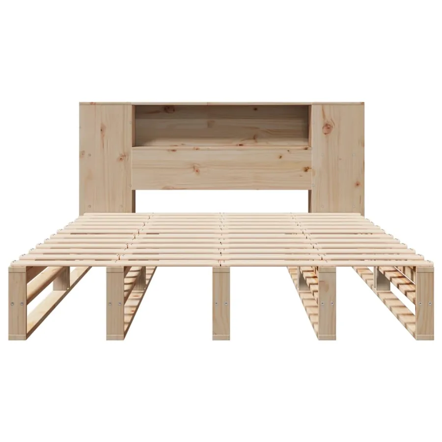 Lit bibliothèque sans matelas 160x200 cm bois massif - 5
