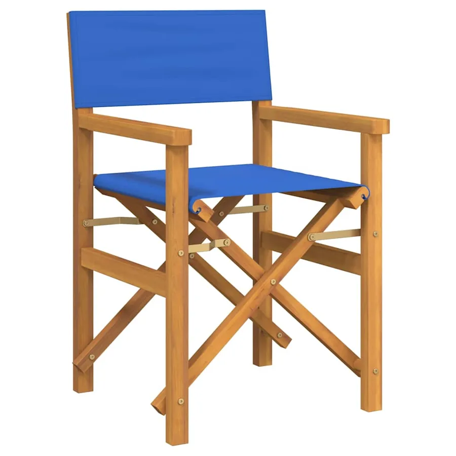 Chaise de metteur en scène pliante bleu bois teck massif - 2