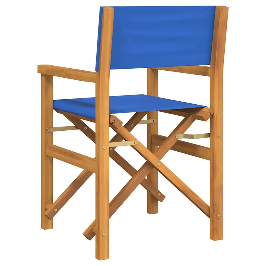 Chaise de metteur en scène pliante bleu bois teck massif - 5