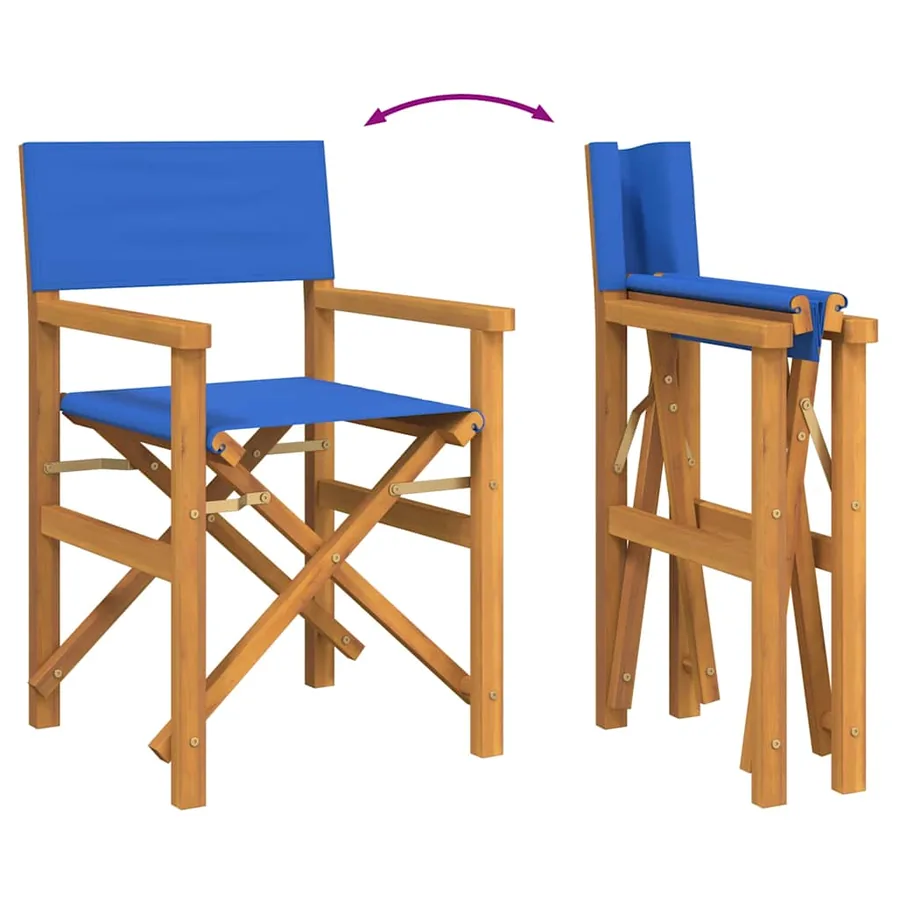 Chaise de metteur en scène pliante bleu bois teck massif - 6