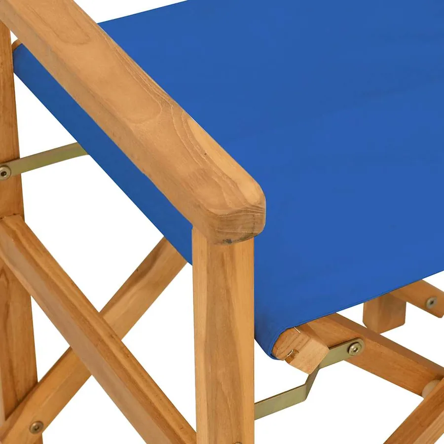 Chaise de metteur en scène pliante bleu bois teck massif - 7
