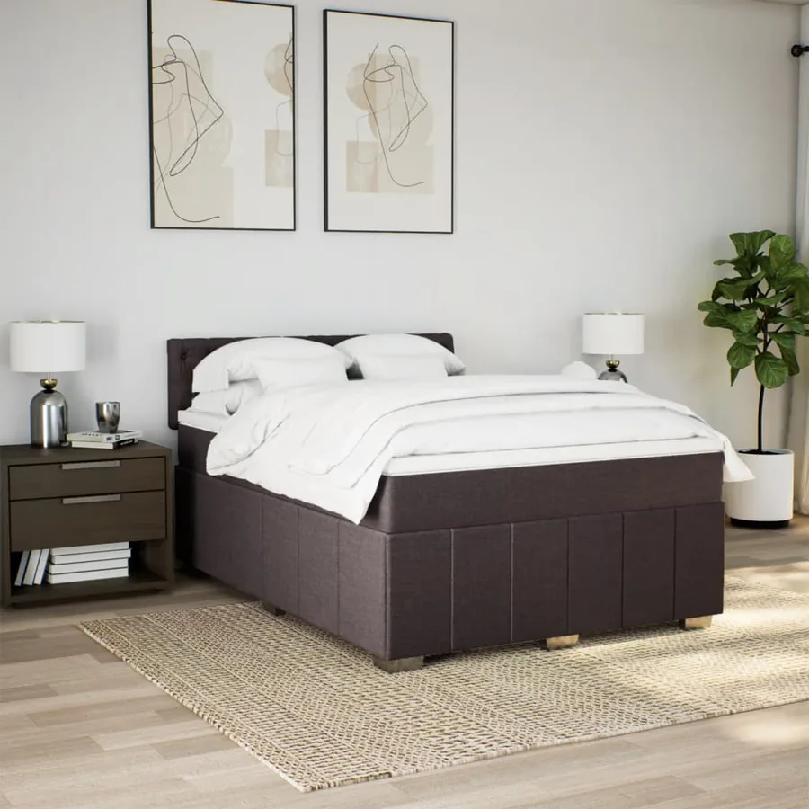Sommier à lattes de lit avec matelas Marron foncé 160x200 cm - 3