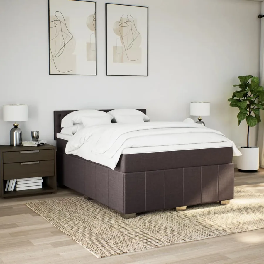 Sommier à lattes de lit avec matelas Marron foncé 160x200 cm - 3