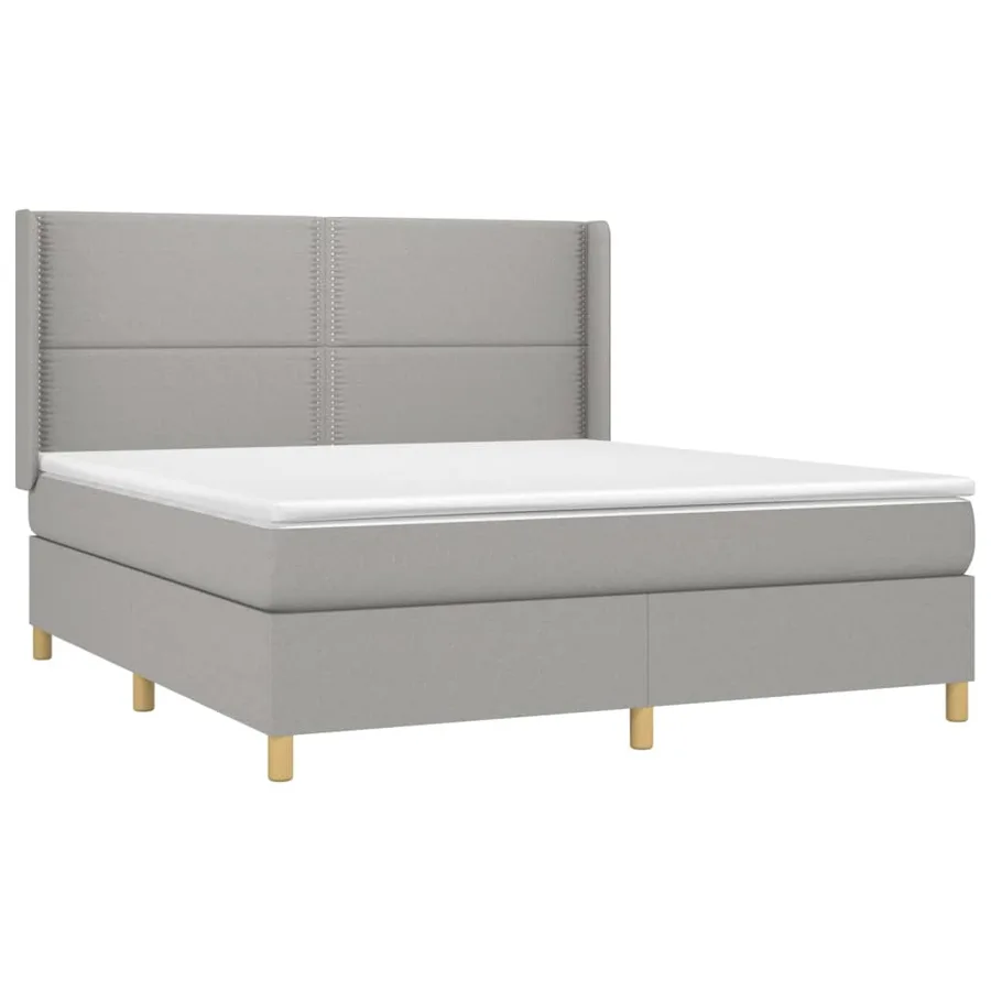 Sommier à lattes de lit avec matelas Gris clair 180x200cm Tissu - 3