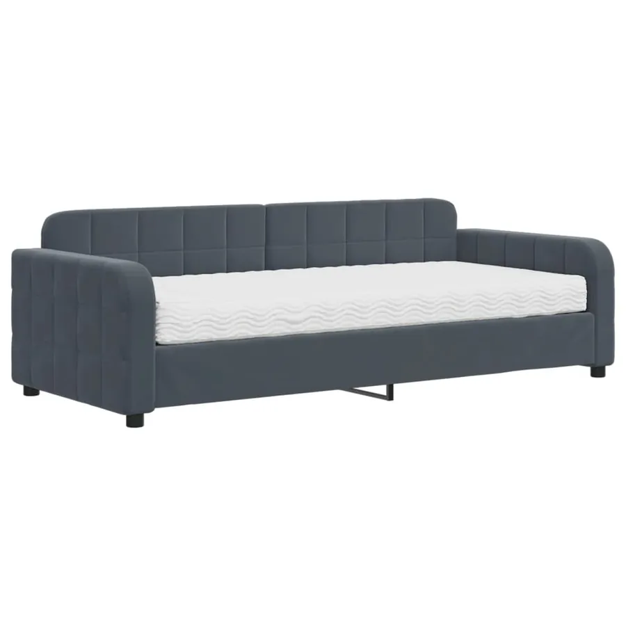 Lit de jour avec matelas gris foncé 90x200 cm velours - 2