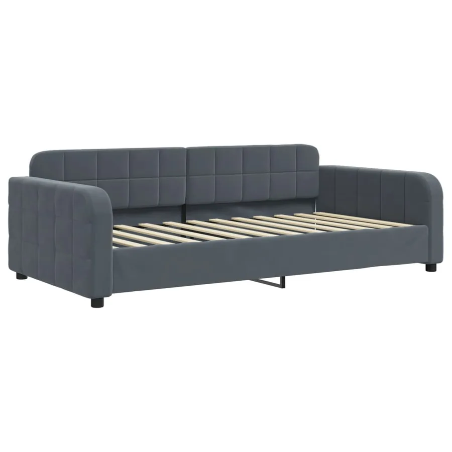 Lit de jour avec matelas gris foncé 90x200 cm velours - 3