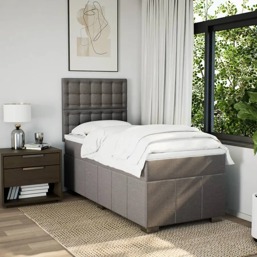 Sommier à lattes de lit avec matelas Taupe 90x190 cm Tissu - 3