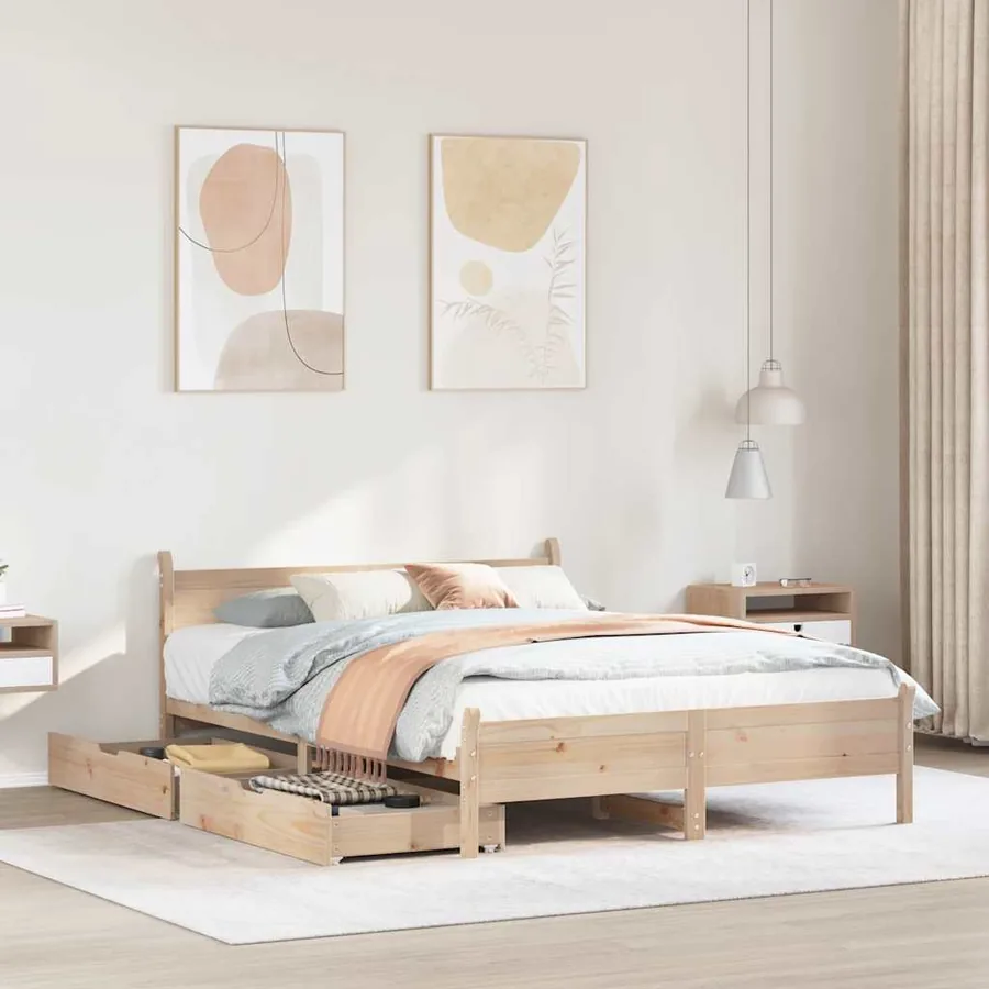 Cadre de lit sans matelas 160x200 cm bois massif de pin