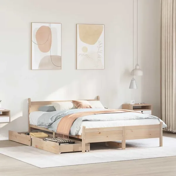 Cadre de lit sans matelas 160x200 cm bois massif de pin