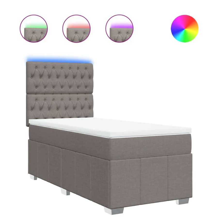 Sommier à lattes de lit avec matelas Taupe 90x190 cm Tissu - 2