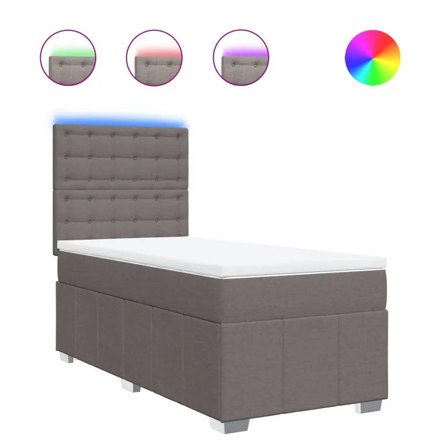 Sommier à lattes de lit avec matelas Taupe 90x190 cm Tissu - 2