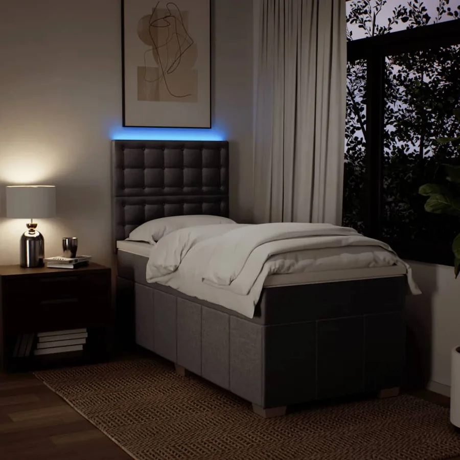 Sommier à lattes de lit avec matelas Taupe 90x190 cm Tissu - 4