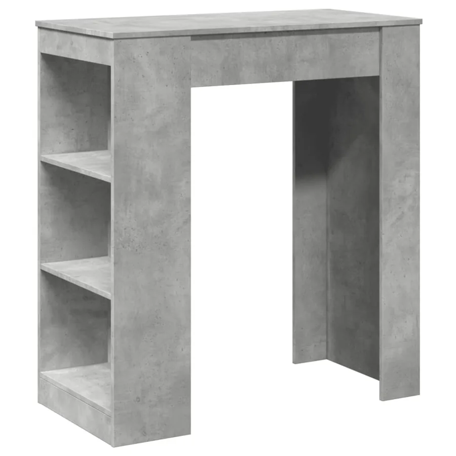 Table de bar avec étagères gris béton bois d'ingénierie - 2