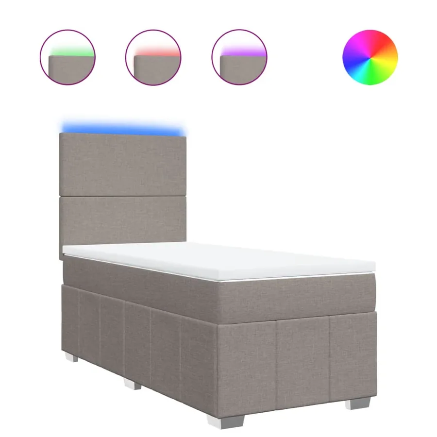 Sommier à lattes de lit avec matelas Taupe 90x190 cm Tissu - 2