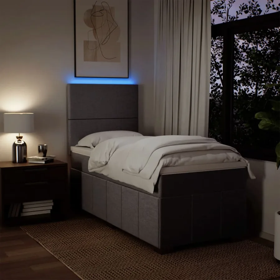 Sommier à lattes de lit avec matelas Taupe 90x190 cm Tissu - 4