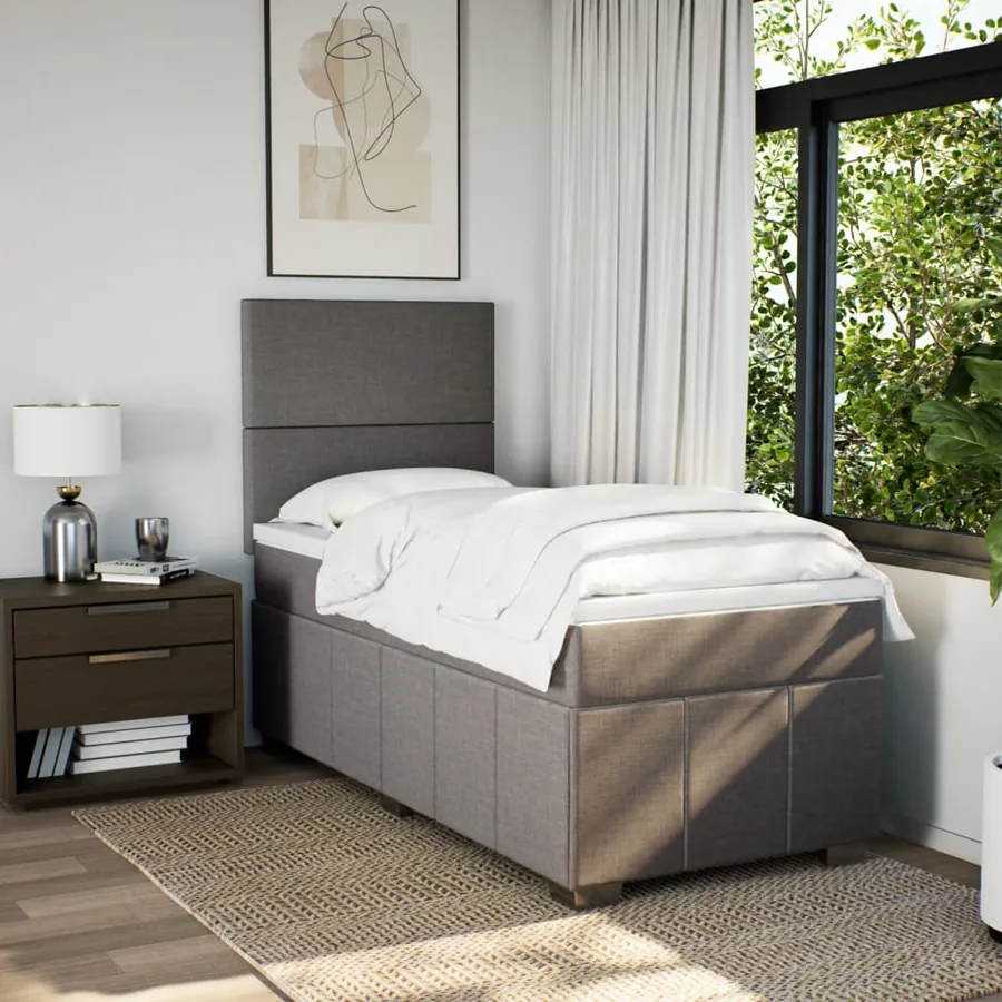Sommier à lattes de lit avec matelas Taupe 90x190 cm Tissu - 5