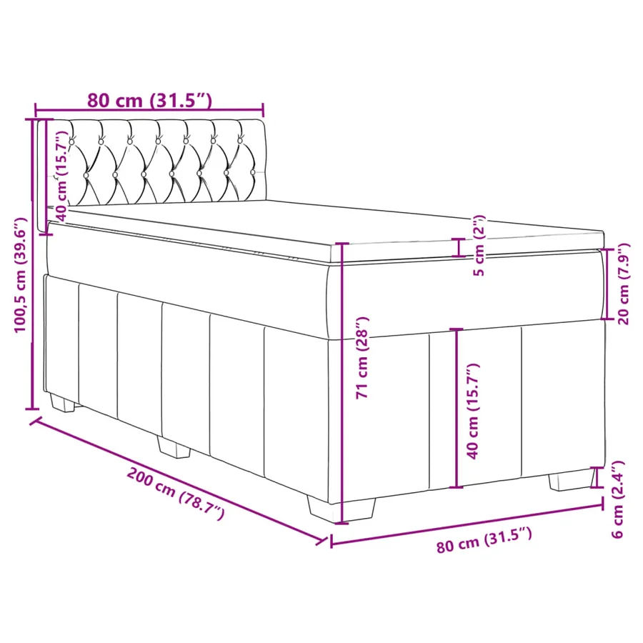 Sommier à lattes de lit avec matelas Crème 80x200 cm Tissu - 13