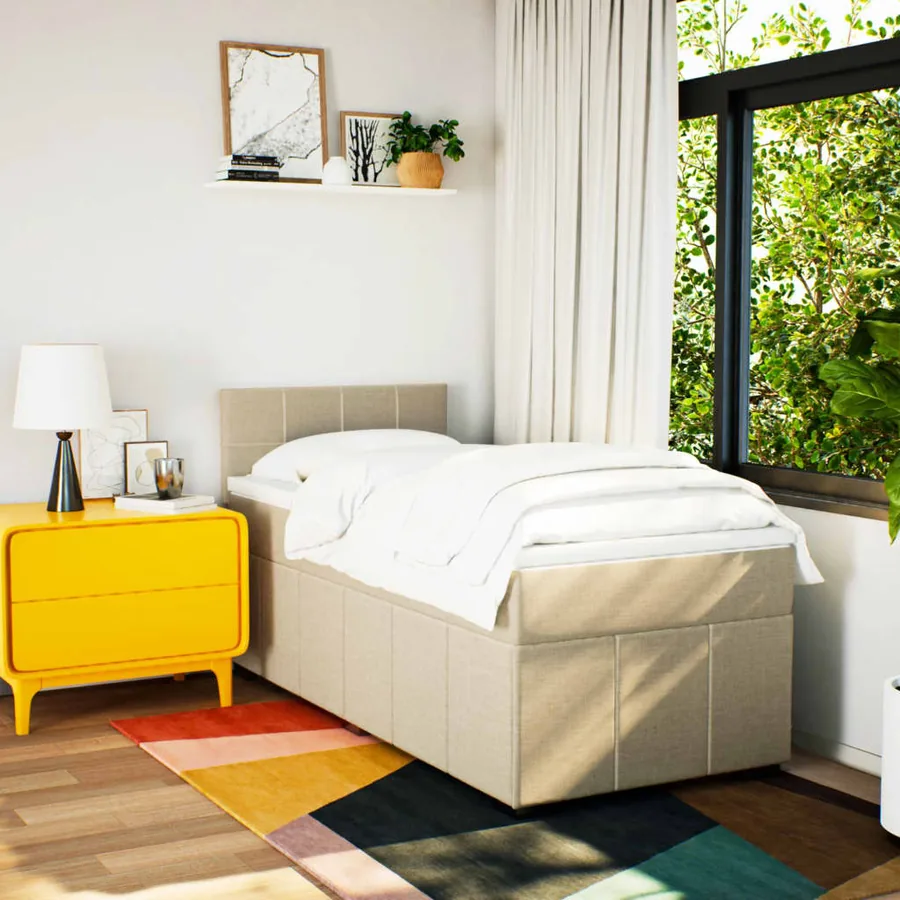 Sommier à lattes de lit avec matelas Crème 80x200 cm Tissu - 4