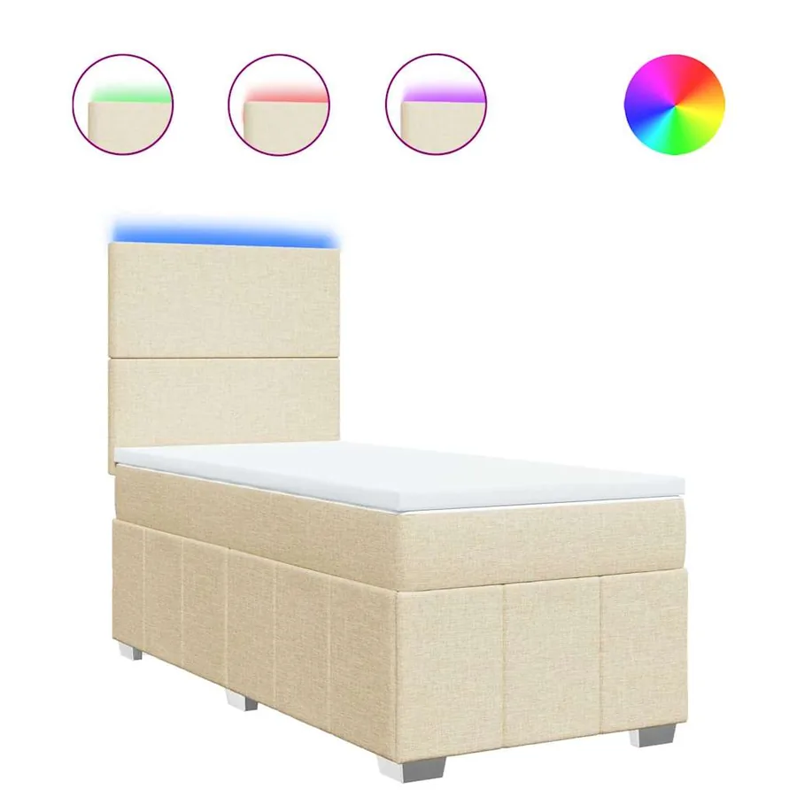 Sommier à lattes de lit avec matelas Crème 80x200 cm Tissu - 2
