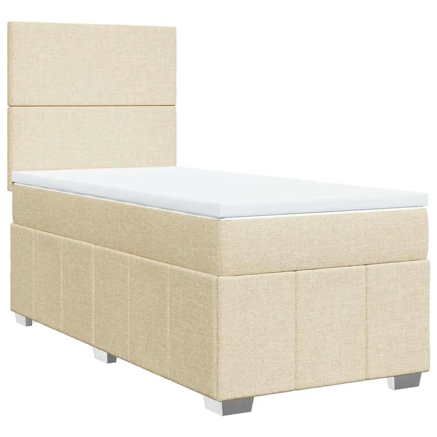 Sommier à lattes de lit avec matelas Crème 80x200 cm Tissu - 3