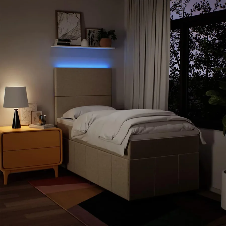 Sommier à lattes de lit avec matelas Crème 80x200 cm Tissu - 4
