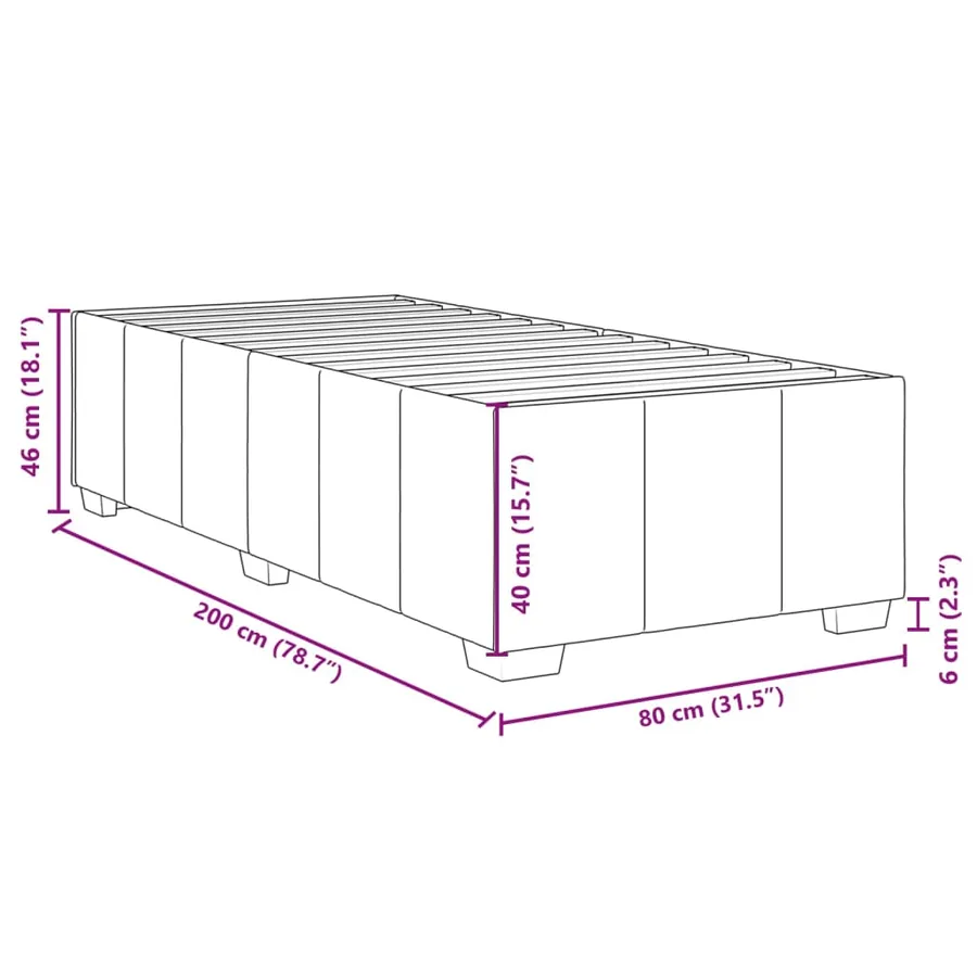 Cadre de lit sans matelas crème 80x200 cm tissu - 9