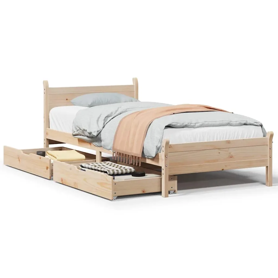 Cadre de lit sans matelas 90x200 cm bois de pin massif - 2