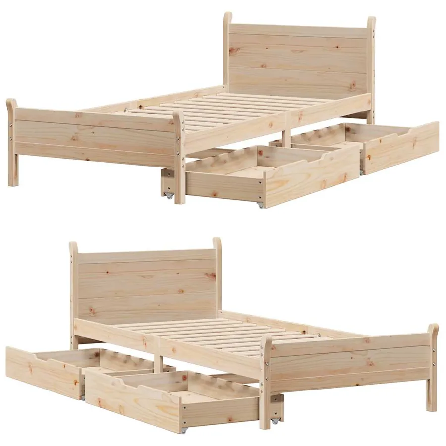 Cadre de lit sans matelas 90x200 cm bois de pin massif - 9