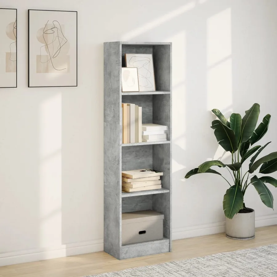 Bibliothèque gris béton 40x24x143 cm bois d'ingénierie - 3