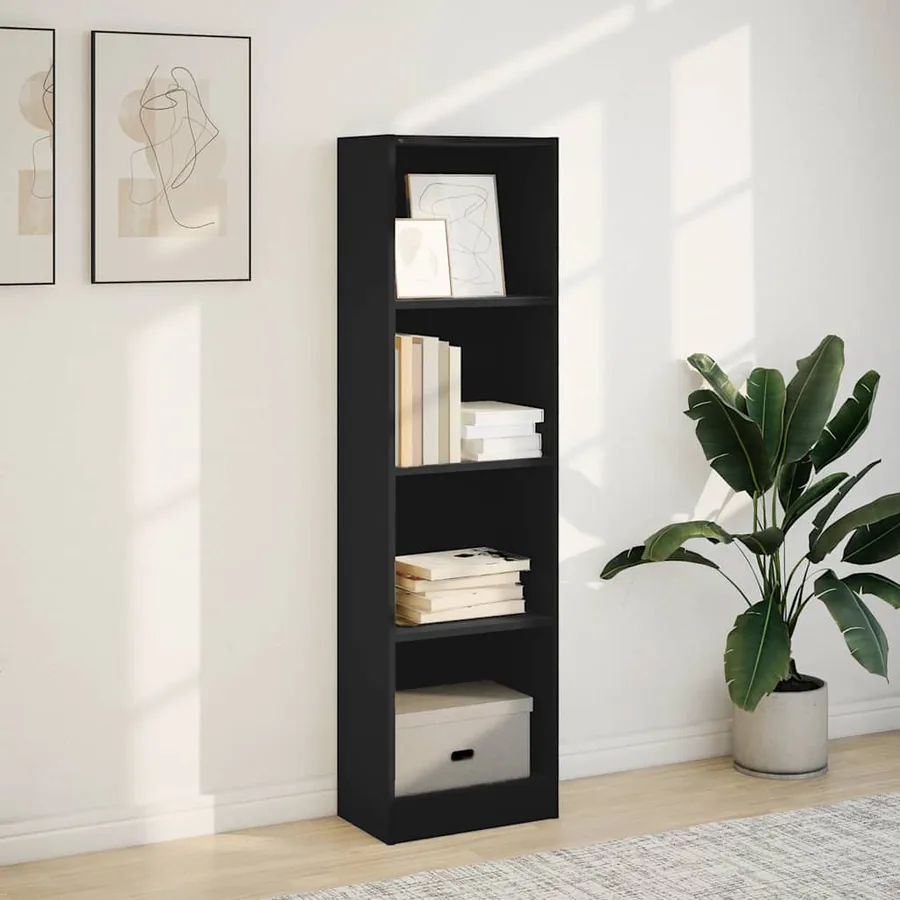 Bibliothèque noir 40x24x143 cm bois d'ingénierie - 3